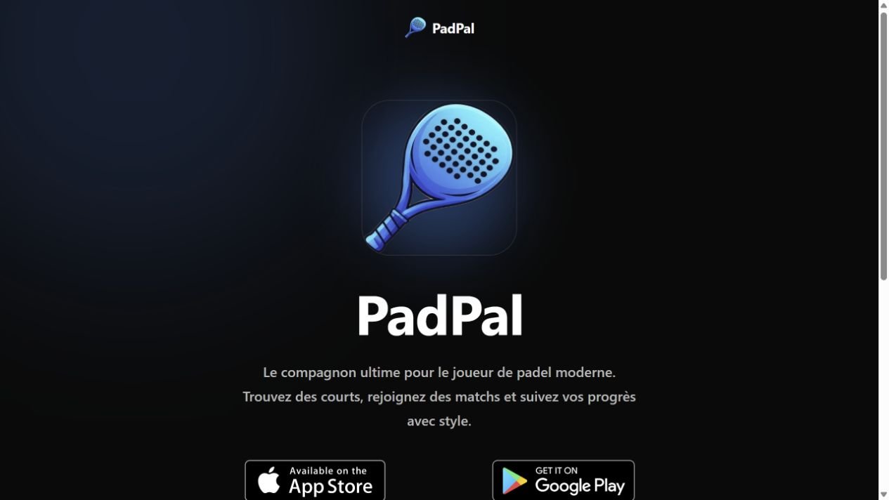PadPal public website — padel app and mobile store links